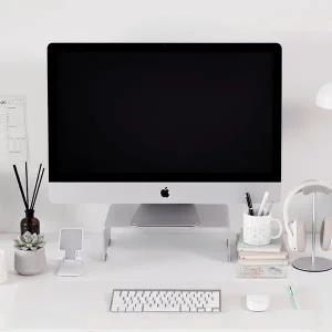 [일렉싱크]알루미늄 높은 아이맥 모니터 받침대 스탠드 선반 370mm 실버