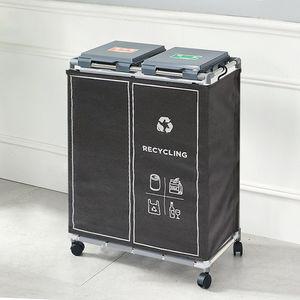 재활용 분리수거함 2단 커버세트/분리수거대 쓰레기통
