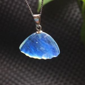 단위 원피스 925 실버 천연 아쿠아마린 치유 보석 크리스탈 쉘 조각 펜던트 선물용