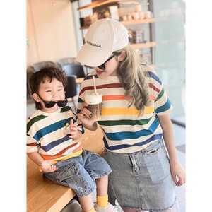 무지개 반팔티 패밀리룩 아기옷 패밀리룩 빅사이즈