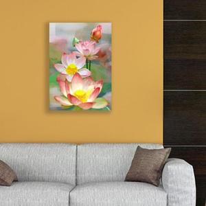 연꽃 연꽃그트렌림 캔버스액자 낮 주황 그림드림 사각