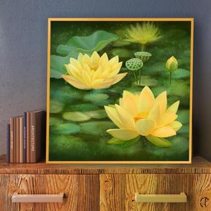 연꽃그림액자러블 풍수그림 돈들어오는 꽃그림 50goldAL2