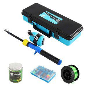 고품질 루어 릴 낚싯대 세트1.2m 블루 선상용 초보 좁쌉봉돌 선상용 하드케이스 집게형방울 (WFHRYZ5)