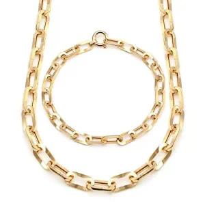 [비앤비골드]18K 심플 볼드 사선컷팅 클립체인 주얼리세트 (목걸이+팔찌) JNS29773