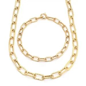 [비앤비골드]18K 심플 볼드 지그재그컷팅 클립체인 주얼리세트 (목걸이+팔찌) JNS29777