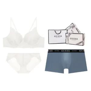 [게스언더웨어](타임스퀘어점패션관)노와이어 레이스 브라 남여커플 속옷세트 GLL1R2R40IV862GB