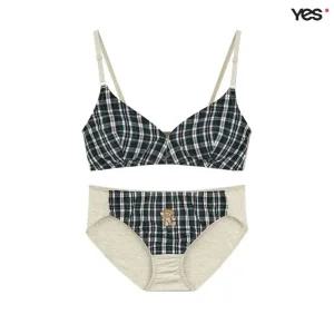 [롯데백화점]예스 타탄체크 그린 브라렛 삼각팬티 세트 YSWBB341YSWPB341