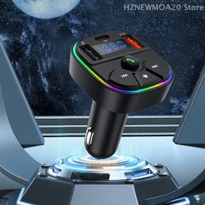 듀얼 USB Type-C 차량용 전화 충전기 PD 고속 충전 태블릿 전원 어댑터 FM 송신기 트럭 차량용 MP3 플레