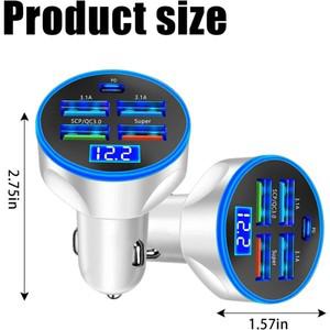 5-in-1 차량용 충전기 - USB 4개(QC3.0) + PD Type-C 1개 - 5개 장치 동시 고속 충전