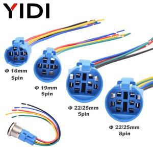 케이블 커넥터 전기 와이어 소켓 LED 라이트 금속 푸시 버튼 스위치 연결 어셈블리 16MM 19MM 22MM 25MM