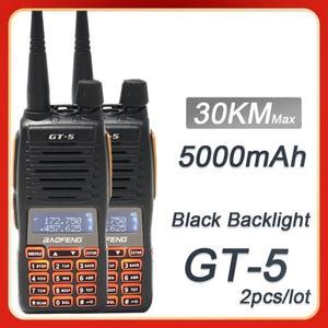 2025: 2 개/세트 GT-5 고성능 햄 라디오 30KM 장거리 듀얼 밴드 워키 토키 BF uv 82 양방향 휴대용 트랜시