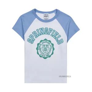 [롯데백화점]와일드 동키 SS25 여성 스프링필드 티셔츠 TC SPRINGFIELD WHITE BABY BLUE