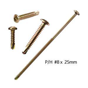 직결 나사 금색(유색) 냄비머리형 PH # 8 x 25 500개 기리 피스 철판피스 셀프드릴나사 팬 헤드형 Pan Head 