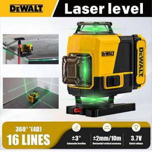 Dewalt 고정밀 레이저 레벨 16 라인 4D 360 ° 셀프 수평 및 녹색 빔 크로스 측정 도구