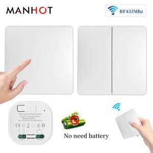 무선 스마트 스위치 라이트 RF433 배터리 필요 없음 미니 릴레이 수신기 하우스 개선 세트가있는 방수 110 220V