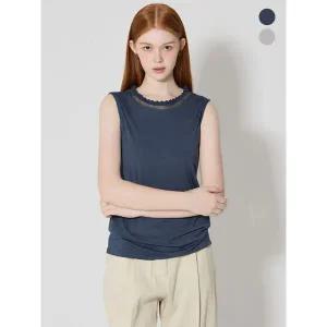 [하프클럽/레노마레이디]물결넥 민소매 티셔츠 (택가격 58000원)