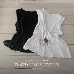 핫핑 [복부커버/레이어드템][MADE] 만능레이어드_플레어 슬리브리스 롱 티셔츠