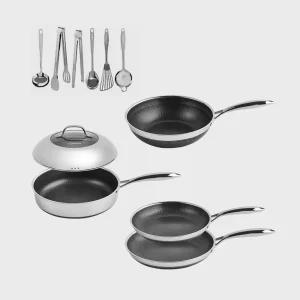 쿡셀 후라이팬 세트 IH 세라믹 블랙 프라이팬 20 소테팬 궁중팬 복합뚜껑 28 키친툴