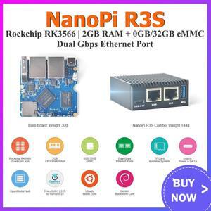 NanoPi R3S 미니 소프트 라우터 Rockchip RK3566 2GB RAM0GB/32GB eMMC 듀얼 네트워크 포트 악마 보드
