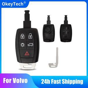 OkeyTech 볼보 C70 V40 용 스마트 자동차 원격 키 쉘 커버 케이스, 인서트 포함, 빈 날 단추