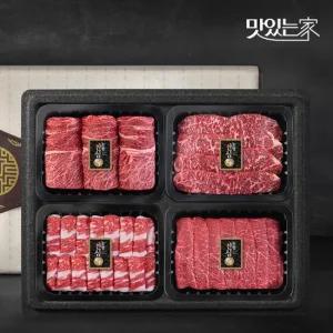 [농협안심한우] 1등급 한우 명품구이 선물세트 1.2kg  꽃등심 채끝 차돌박이 실속구이)