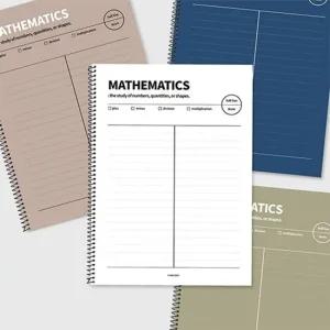 하프라인수학노트  2개세트) 분할노트 수학노트 수학공책 2분할노트 스프링공책 a4수학노트