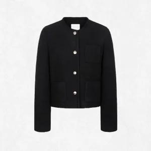 [국내정품] 빈폴 BEANPOLE LADIES 부클 라운드넥 쇼트 자켓 재킷 - 블랙 2422097