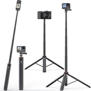 고프로 맥스 히어로 10 9 8 7 6 5 4, DJI 오스모 액션, 인스타 360 원 R 및 기타 액션 카메라용 VRIG 확장 가능 셀카봉 삼각대 55.1''