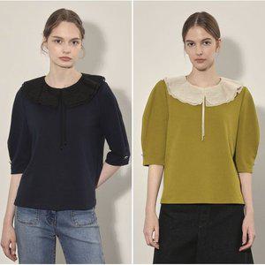 갤러리아 올리비아로렌 러플 카라 라운드 티셔츠 VOCAL4F7351