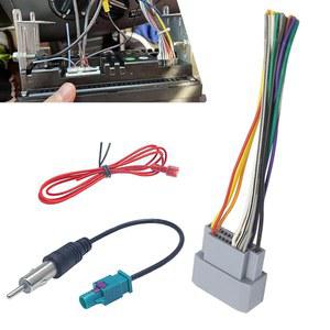 송곳 3 PCS 자동차 라디오 스테레오 배선 플러그, 16.5cm 케이블 포함 ABS 스피커 DVD 오디오 전원 소켓, 개조 교체 수리 부품, 지프 컴퍼스 랭글러 닷지(그레이)와 호환 가능