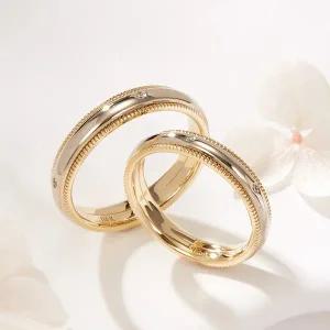 [비앤비골드] 14K/18K 로렛트 큐빅볼 회전 커플링 반지 세트 SCS41931