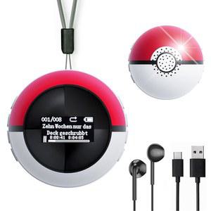 [미국배송] 용 64GB MP3 플레이어 블루투스 5.0 탑재 미니 몬스터 볼 음악 스피커 FM 라디오 녹음 및 만보계 기능 지원 헤드폰 랜야드 제공