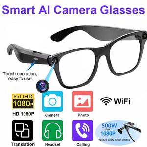 남녀공용 스마트 안경 마이크 카메라 내장 블루투스 AI 청광 스피커 차단 음성 통화 1080P 오디오 비디오 녹화