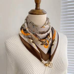 [오아즈] 에스닉 감성 포인트 스타일링 실크 패턴 자석 스카프 25color