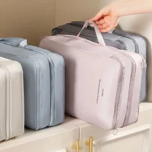 [체험특가] M+M 마카롱 분리수납 의류 보관 옷 압축 파우치 2color