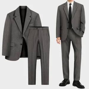 남성 정장 세트 스판 봄 가을 캐주얼 세미 정장 마이 남자 수트 셋업 자켓 바지 빅사이즈