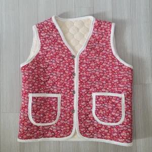 [size55~88]레트로 플라워 촌캉스 조끼 베스트 F799 할머니 할매 엄마 김장조끼 꽃무늬 보온 겨울 방한 빅사이즈