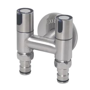 무광 2구 세탁기 슬림밸브 냉수 두갈래 수도꼭지 커플링 양갈래 수전