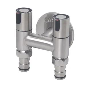 무광 온수 2구 세탁기 슬림밸브 베란다 양갈래 수도꼭지 양갈래 납작수전