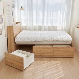 빅수납 LED수납형 침대 퀸Q 유로탑 매트포함 BJTR191