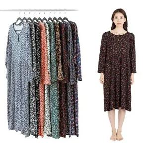 시크나인 피치기모 원피스잠옷 꽃무늬 홈웨어 실내복