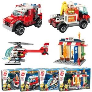 소방 4종1택 블럭 조립 레고호환/아동소방차/아기소방차/소방차놀이/키즈소방차/선물
