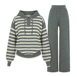 [롯데백화점]티뷰 스트라이프 후드 니트 팬츠 세트_V5C-CSE015