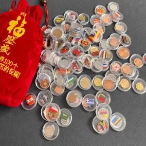 외국돈 세계 100개국 동전 선물 기념주화 놀이 배우기 선물 교육용 기념품 전세계 수집품 코인캡슐