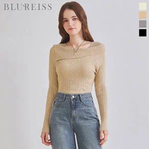 [블루레이스]오프숄더 슬림 골지 니트_BI5F1KT2151
