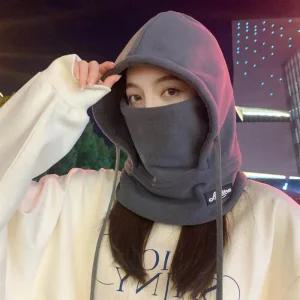 남여공용 방풍 방한용품 도톰 플리스 마스크 후드워머캐주얼디자인 모자일체형 깔끔한머플러 부드러운목도