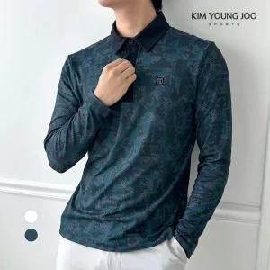 김영주스포츠 남성 기모 카라티셔츠 스판 긴팔티 골프 등산 데일리티 KRMT6107