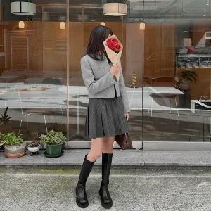 [제작/빅사이즈]이블렛 카니베 ST 플리츠 뒷밴딩 미니스커트 제이스타일