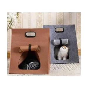 (80% 1+1 땡처리특판) 펠트원단 고양이 다용도 이동장/하우스/방석 2개묶음세트 색상랜덤 (중형 47x40x40cm