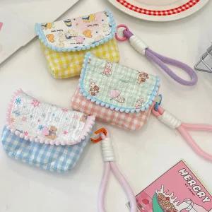 보니카 패브릭 미니 퀼팅 키링 지갑 파우치